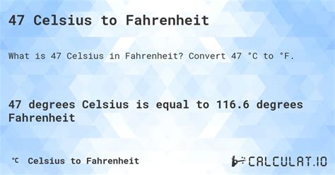 47 Celsius To Fahrenheit