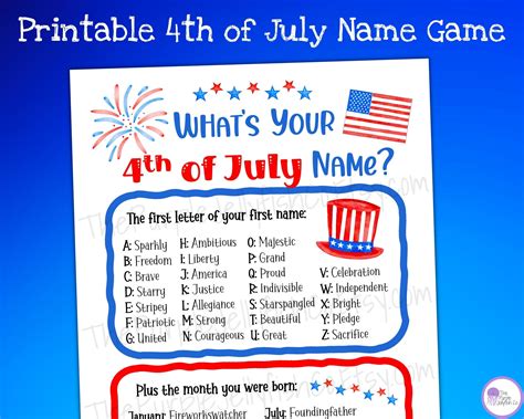4Th Of July Name Game 4Th Of July Activity For Kids July 4Th 4Th Of July Name Game 4Th Of July Activity For Kids July 4Th