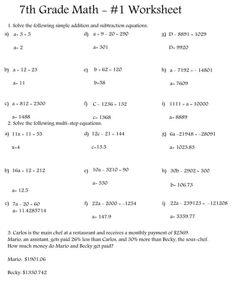 7Th Grade Math Worksheets Pdf Printable Worksheets 7Th Grade Math Worksheets Pdf Printable Worksheets