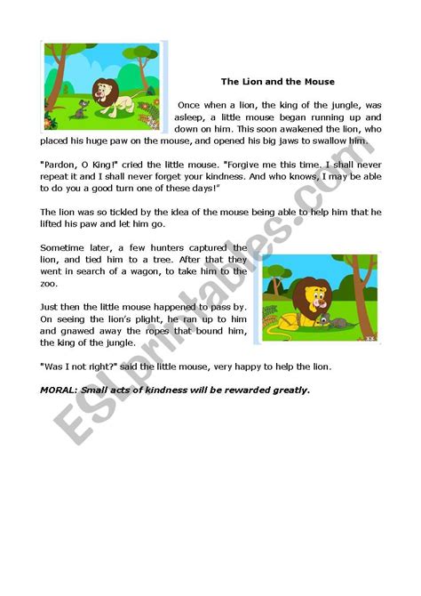 Animal Story Fable Esl Worksheet By Ephy Animal Story Fable Esl Worksheet By Ephy