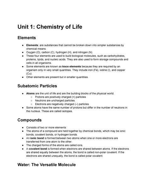 Ap Bio Unit 1