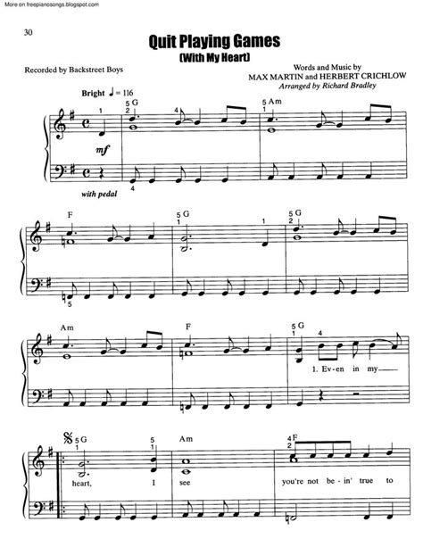 Backstreet Boys Quit Playing Games With My Heart Sheet Music Notes Backstreet Boys Quit Playing Games With My Heart Sheet Music Notes
