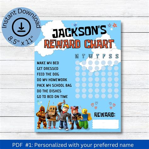 Buy Roblox Reward Chart Printable Personalized For Kid Chores Online In Buy Roblox Reward Chart Printable Personalized For Kid Chores Online In