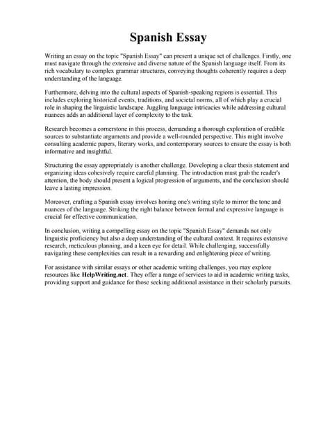 Essay In Spanish