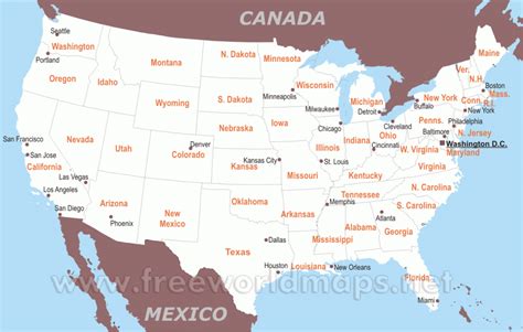 Free Printable Map Of The United States With Major Cities Printable Free Printable Map Of The United States With Major Cities Printable