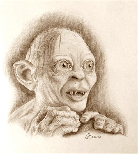 Gollum Smeagol Lord Of Rings Portrait Art Drowing Illustration Gollum Smeagol Lord Of Rings Portrait Art Drowing Illustration