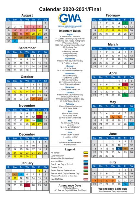 Gw University Calendar