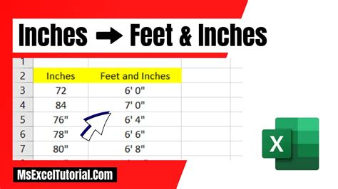How To Convert Inches To Feet And Inches In Excel Youtube How To Convert Inches To Feet And Inches In Excel Youtube