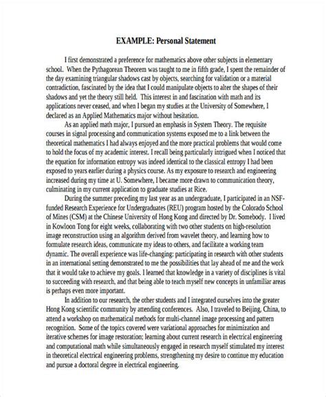How To Make Create A Personal Statement For Grad School Templates