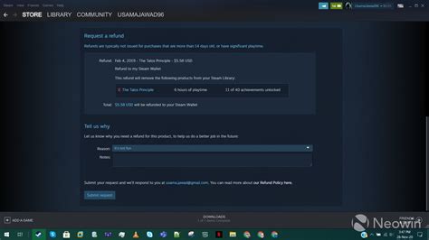 How To Refund Games On Steam Neowin How To Refund Games On Steam Neowin