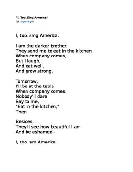 I Too Sing America Poem