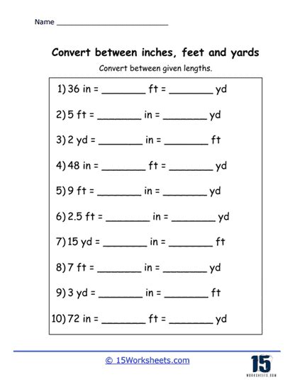 Inches Feet And Yards Worksheets 15 Worksheets Com Inches Feet And Yards Worksheets 15 Worksheets Com