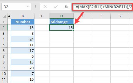 Midrange In Excel How To Calculate It