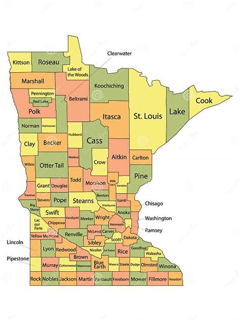 Minnesota County Map Stock Vector Illustration Of Gray 173364759