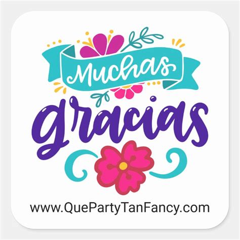 Muchas Gracias Personalized Spanish Square Sticker Muchas Gracias Personalized Spanish Square Sticker