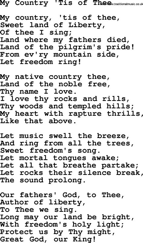 My Country Tis Of Thee Song