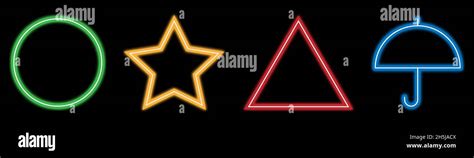 Neon Shapes Green Circle Red Triangle Yellow Star Blue Umbrella Neon Shapes Green Circle Red Triangle Yellow Star Blue Umbrella