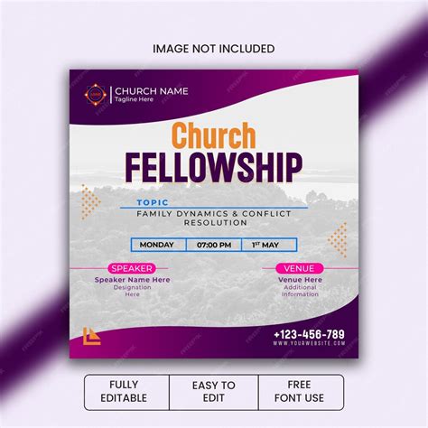 Premium Psd A Church Fellowship Program Is Shown On A Purple And Premium Psd A Church Fellowship Program Is Shown On A Purple And