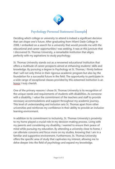 Psychology Personal Statement Examples
