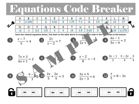Solving Rational Equations Activity Math Educational Resources Ten Solving Rational Equations Activity Math Educational Resources Ten