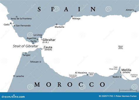 Strait Of Gibraltar Also Straits Of Gibraltar Gray Political Map Strait Of Gibraltar Also Straits Of Gibraltar Gray Political Map