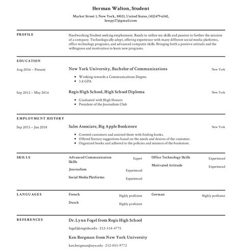 Student Resume Examples
