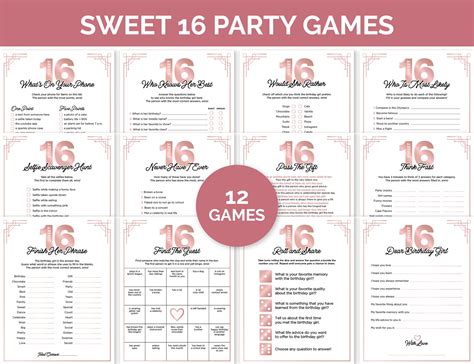 Sweet 16 Party Games Bundle Printable Sweet Sixteen Games Pack Etsy Sweet 16 Party Games Bundle Printable Sweet Sixteen Games Pack Etsy
