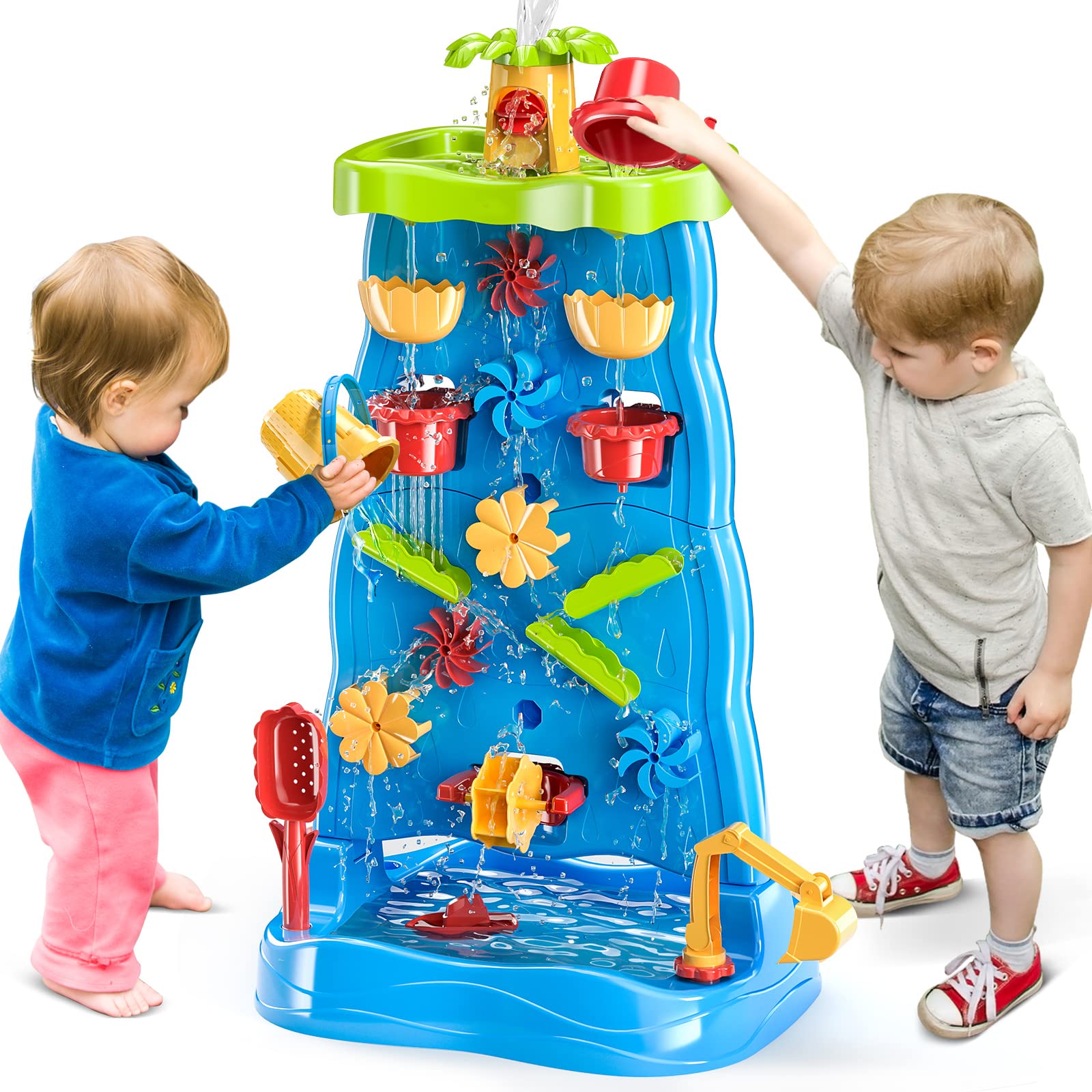 Toddlers Water Table Waterfall Maze Like Wall Double Sided Water Sand