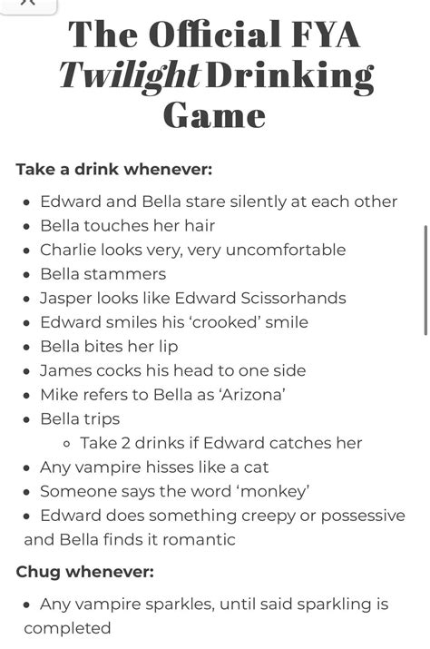 Twilight Drinking Game Jordendanthai Twilight Drinking Game Jordendanthai