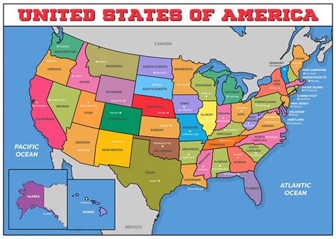United States Map With States And Capitals Printable United States Map With States And Capitals Printable