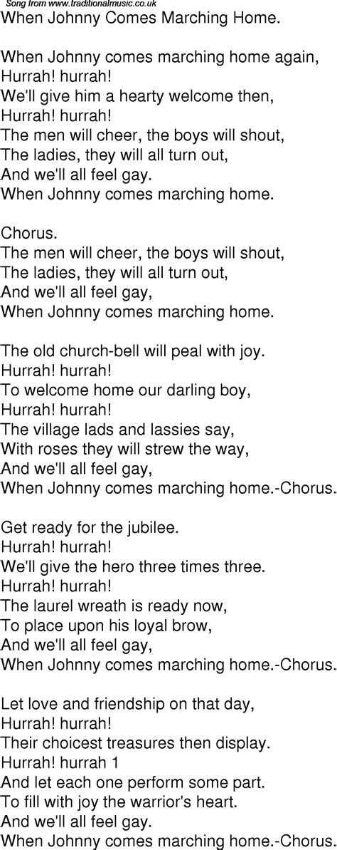 When Johnny Comes Marching Home Lyrics